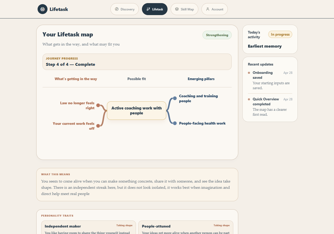 LifeTask direction page preview